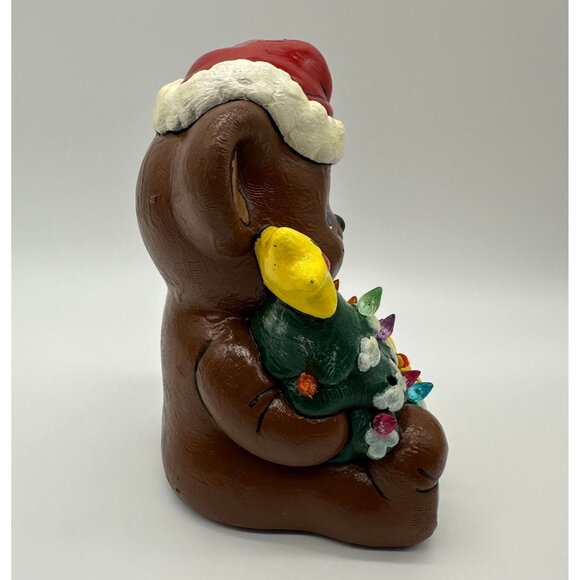 Vintage Santa Claus Bear Christmas Tree Lighted Ceramic 1990s Kitschy Decoration - Picture 5 of 10
